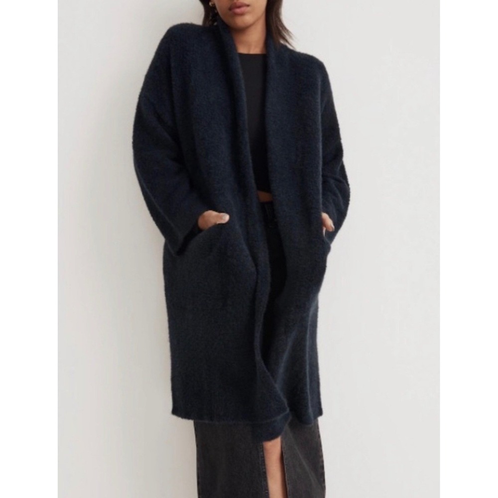 Madewell Boucle Cocoon Cardigan Coat Women S Navy Blue Oversized Longline